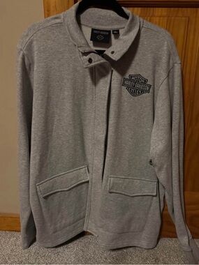 Harley-Davidson Light Gray Zip-Up Jacket with Chest Shield